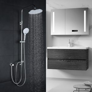 WOWOW Shower Column Set Chrome Finish Shower System with Rain Shower Head and 3 Sprays Hand Shower 3090200C