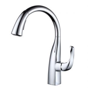 WOWOW High Arc Pull Down Faucet Single Handle Kitchen Faucet 360°  Rotatable Modern Faucets Chrome 2311700C