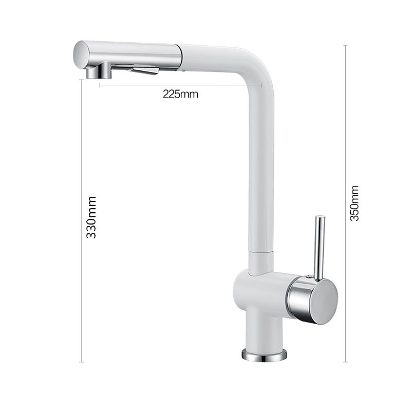 4 Pull Out Sprayer Single Lever Swivel Kitchen Faucet White Chrome 1