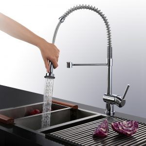 Chrome Kitchen Faucet Swivel Spout Single Handle Sink Pull Down Spray Mixer Tap