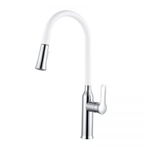 White Kitchen Faucet With Pullout Spray