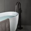 Arcora Tub Filler Faucets Black Single Handle Floor Mounted with Handheld Shower