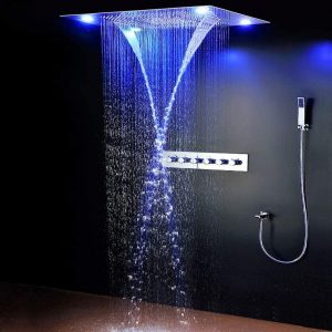 LED shower system Chrome Finish 4 function RGB shower with constant temperature