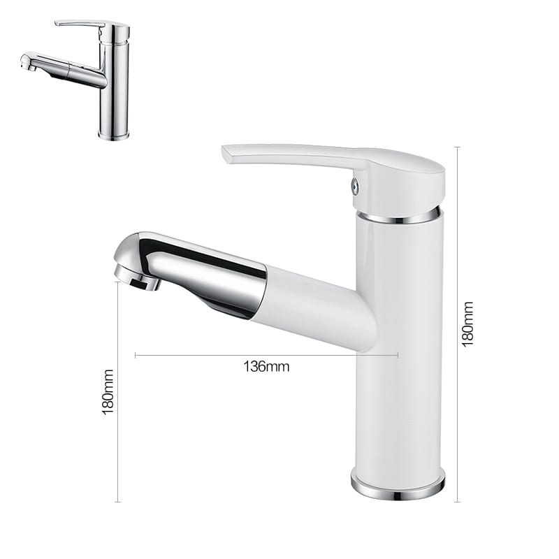 Bathroom Faucet Pull Out Sprayer White And Chrome 1