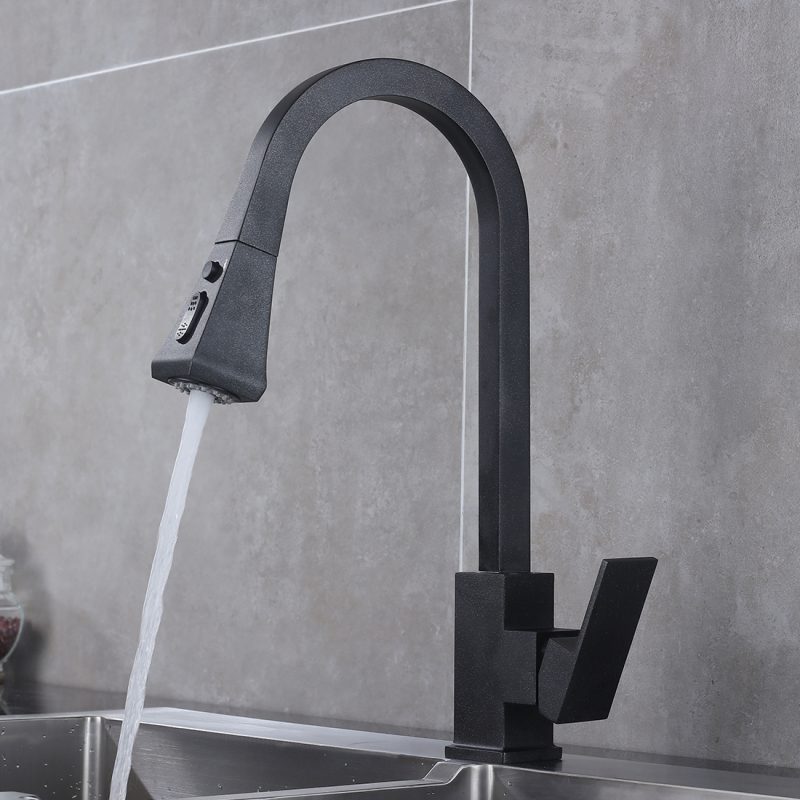 Kitchen Faucet with Pull Down Sprayer Granite black 5
