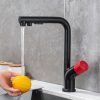 Single Handle High Pull Out Kitchen Faucet Black And Red 1