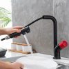 Single Handle High Pull Out Kitchen Faucet Black And Red 2