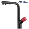 Single Handle High Pull Out Kitchen Faucet Black And Red 5