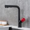 Single Handle High Pull Out Kitchen Faucet Black And Red 6