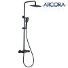 Thermostatic Shower Fixture Wall Mount Matte Black Stainless Steel 2 Function with Hand Sprayer 2