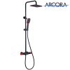 Thermostatic Shower Heads System With Height Adjustable Holder Black And Red 1