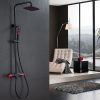 Thermostatic Shower Heads System With Height Adjustable Holder Black And Red 2