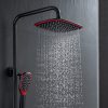 Thermostatic Shower Heads System With Height Adjustable Holder Black And Red 3