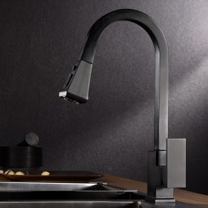 WOWOW Black square kitchen faucet