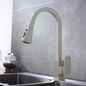 360 Degree Swivel Single Lever Pull Out Kitchen Sink Faucet Wheat