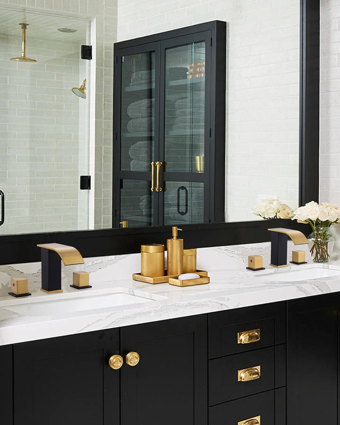 arcora waterfall widespread bathroom faucet with pop up drain and hose 44