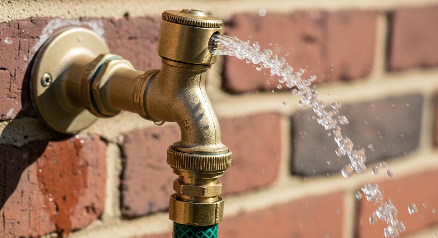 outdoor faucet sprays when turned off