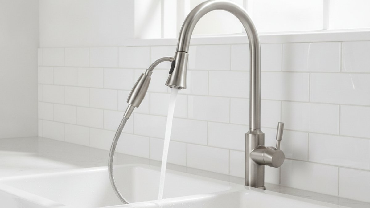wall mounted faucet kitchen with pull out spray